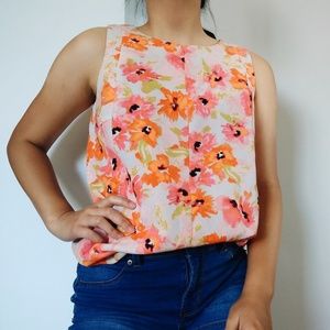 Ann Taylor Loft Orange Floral Tank Top